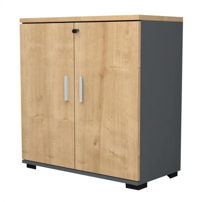 Ντουλάπι γραφείου επαγγελματικό Venturo Megapap χρώμα ανθρακί - φυσικό οξιάς 80x40x80εκ.