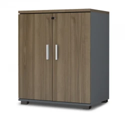 Ντουλάπι γραφείου με κλειδαριά επαγγελματικό Venturo Megapap χρώμα ανθρακί - καρυδί 80x40x80εκ.
