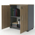 Ντουλάπι γραφείου με κλειδαριά επαγγελματικό Venturo Megapap χρώμα ανθρακί - καρυδί 80x40x80εκ.