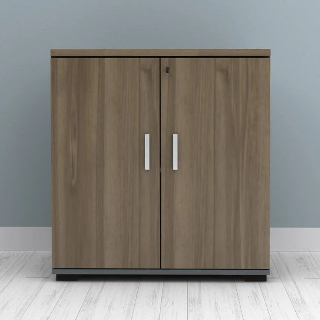 Ντουλάπι γραφείου με κλειδαριά επαγγελματικό Venturo Megapap χρώμα ανθρακί - καρυδί 80x40x80εκ.