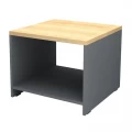 Τραπεζάκι γραφείου επαγγελματικό Venturo Megapap χρώμα ανθρακί - φυσικό οξιάς 60x60x45εκ.