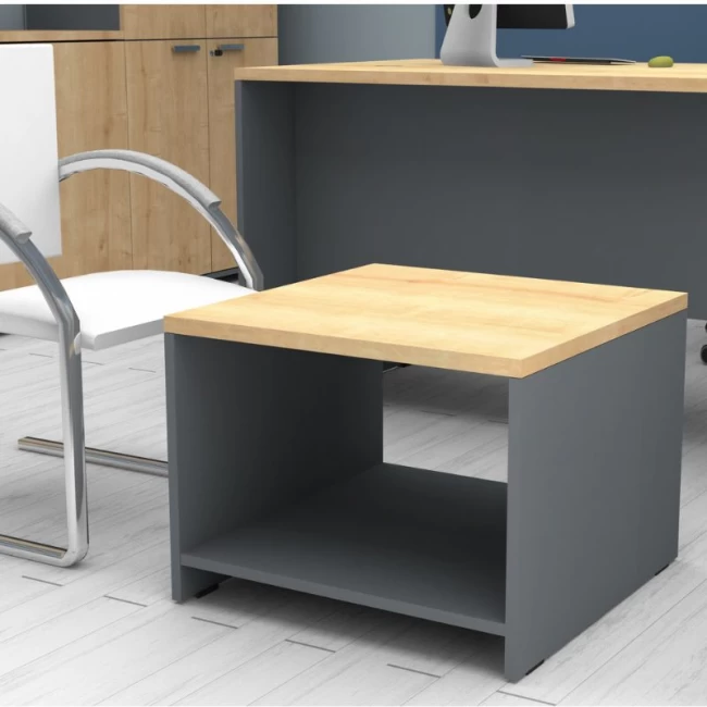 Τραπεζάκι γραφείου επαγγελματικό Venturo Megapap χρώμα ανθρακί - φυσικό οξιάς 60x60x45εκ.