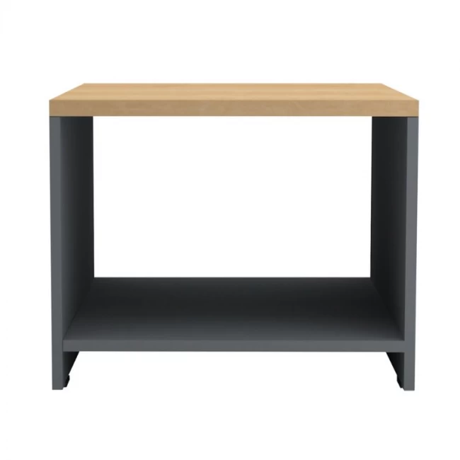 Τραπεζάκι γραφείου επαγγελματικό Venturo Megapap χρώμα ανθρακί - φυσικό οξιάς 60x60x45εκ.