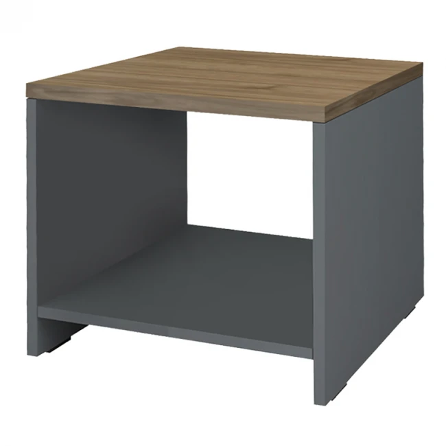 Τραπεζάκι γραφείου επαγγελματικό Venturo Megapap χρώμα ανθρακί - καρυδί 60x60x45εκ.