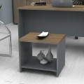 Τραπεζάκι γραφείου επαγγελματικό Venturo Megapap χρώμα ανθρακί - καρυδί 60x60x45εκ.