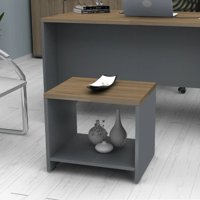 Τραπεζάκι γραφείου επαγγελματικό Venturo Megapap χρώμα ανθρακί - καρυδί 60x60x45εκ.