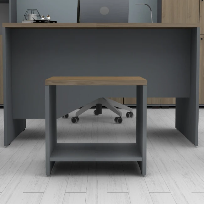 Τραπεζάκι γραφείου επαγγελματικό Venturo Megapap χρώμα ανθρακί - καρυδί 60x60x45εκ.