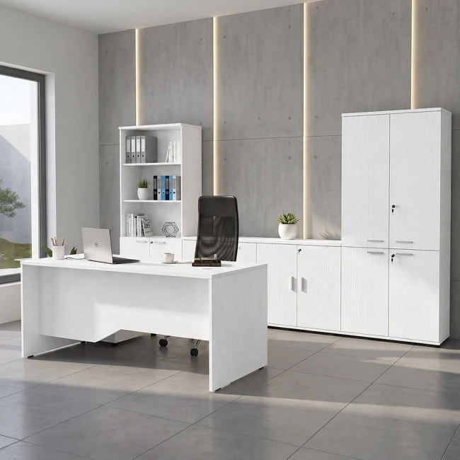 Γραφείο επαγγελματικό Venturo Megapap χρώμα λευκό 180x80x75εκ.