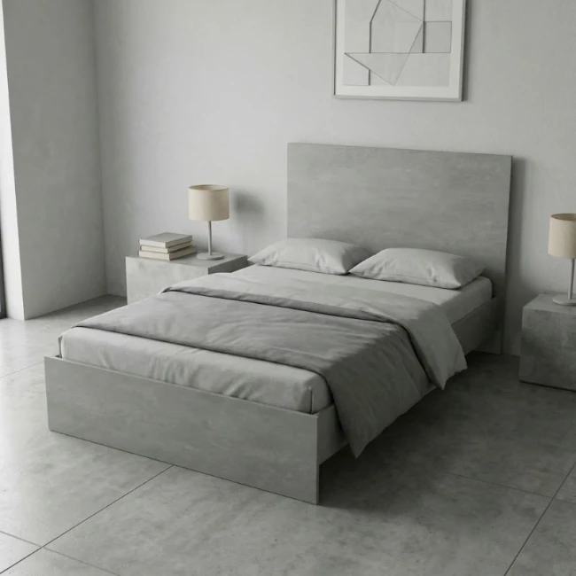 Κρεβάτι Troy Megapap χρώμα γκρι σκυροδέματος 120x200εκ.