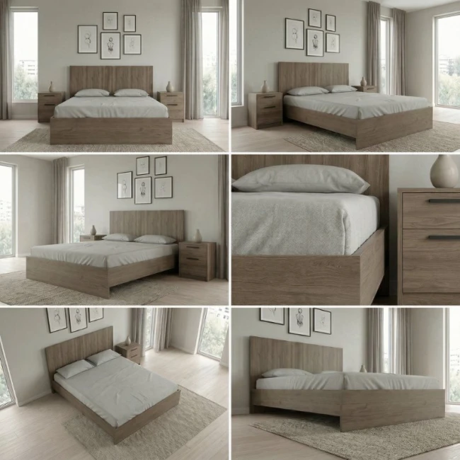 Κρεβάτι Troy Megapap χρώμα καρυδί 140x190εκ.