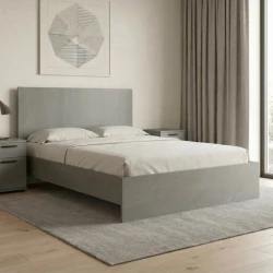 Κρεβάτι Troy Megapap χρώμα γκρι σκυροδέματος 140x190εκ.