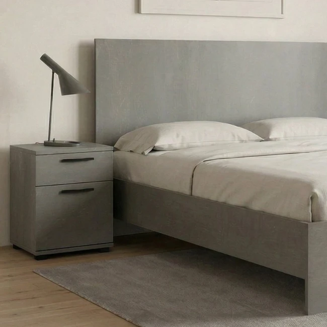 Κρεβάτι Troy Megapap χρώμα γκρι σκυροδέματος 140x190εκ.