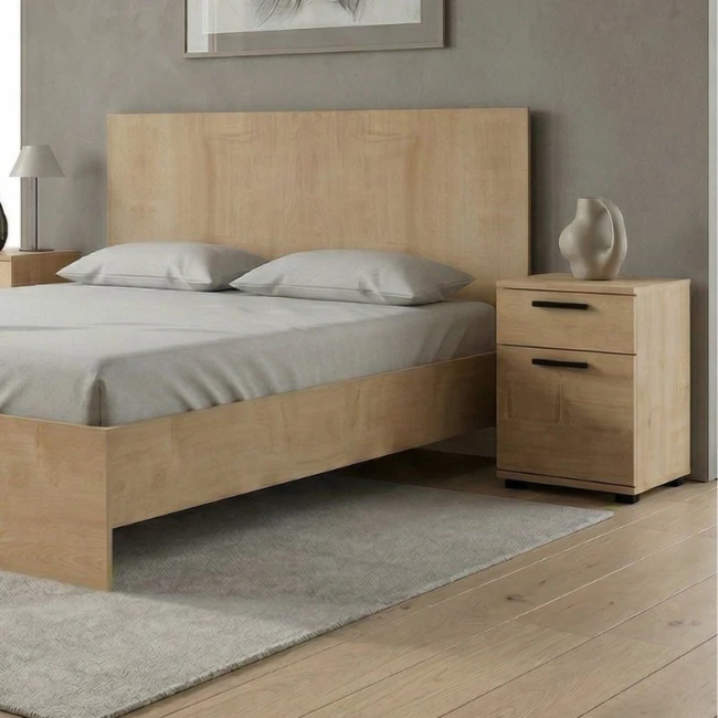 Κρεβάτι Troy Megapap χρώμα φυσικό οξιάς 150x200εκ.