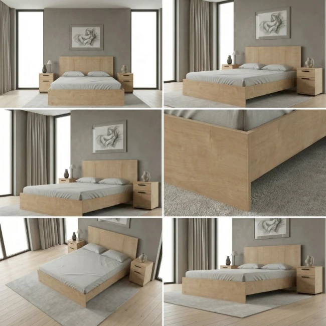 Κρεβάτι Troy Megapap χρώμα φυσικό οξιάς 150x200εκ.