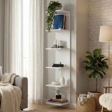 Βιβλιοθήκη - Ραφιέρα τοίχου Silver Megapap χρώμα λευκό 34,6x31,5x180εκ.