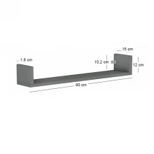 Ραφιέρα τοίχου Dark Megapap 3 τεμαχίων χρώμα ανθρακί 90x15x12εκ.