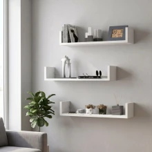 Ραφιέρα τοίχου Dark Megapap 3 τεμαχίων χρώμα λευκό 60x15x12εκ.