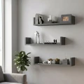 Ραφιέρα τοίχου Dark Megapap 3 τεμαχίων χρώμα ανθρακί 60x15x12εκ.