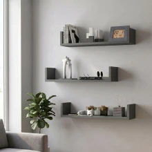 Ραφιέρα τοίχου Dark Megapap 3 τεμαχίων χρώμα ανθρακί 60x15x12εκ.