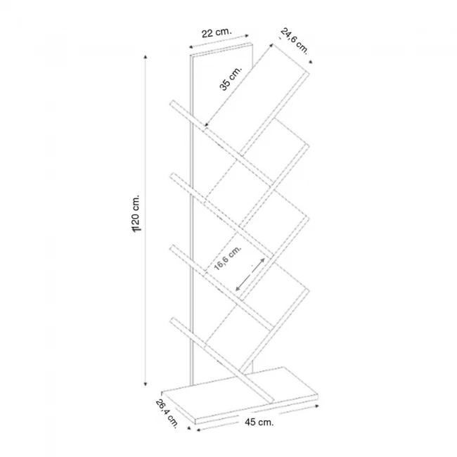 Βιβλιοθήκη Maxy Megapap χρώμα καρυδί 45x26,4x120εκ.