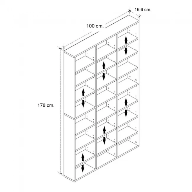 Βιβλιοθήκη Diamond Megapap χρώμα καρυδί 100x16,6x178εκ.