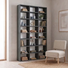 Βιβλιοθήκη Diamond Megapap χρώμα γκρι σκυροδέματος 100x16,6x178εκ.