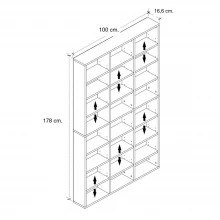 Βιβλιοθήκη Diamond Megapap χρώμα γκρι σκυροδέματος 100x16,6x178εκ.