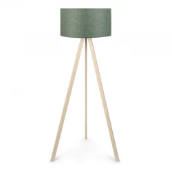 Φωτιστικό δαπέδου Rosling Megapap Mdf/ύφασμα Pvc χρώμα φυσικό/χακί 38x38x140εκ.