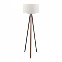 Φωτιστικό δαπέδου Rosling Megapap Mdf/ύφασμα Pvc χρώμα καρυδί - λευκό 38x38x140εκ.