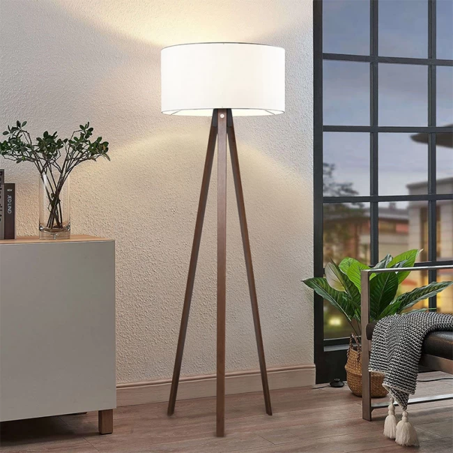 Φωτιστικό δαπέδου Rosling Megapap Mdf/ύφασμα Pvc χρώμα καρυδί - λευκό 38x38x140εκ. Φωτιστικό δαπέδου Rosling Megapap Mdf/ύφασμα Pvc χρώμα καρυδί - λευκό 38x38x140εκ.