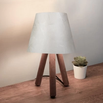 Φωτιστικό επιτραπέζιο Lander Megapap ύφασμα Pvc/ξύλο χρώμα λευκό/καφέ 22x14x32εκ. Φωτιστικό επιτραπέζιο Lander Megapap ύφασμα Pvc/ξύλο χρώμα λευκό/καφέ 22x14x32εκ.
