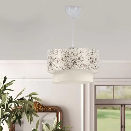 Φωτιστικό οροφής Whitehouse Megapap υφασμάτινο μονόφωτο χρώμα λευκό - μαύρο 30x20x55εκ.