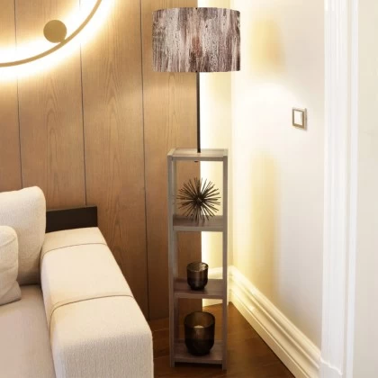Φωτιστικό δαπέδου Launo Megapap υφασμάτινο Pvc/MDF χρώμα καφέ/καρυδί 38x38x150εκ. Φωτιστικό δαπέδου Launo Megapap υφασμάτινο Pvc/MDF χρώμα καφέ/καρυδί 38x38x150εκ.
