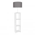 Φωτιστικό δαπέδου Launo Megapap υφασμάτινο Pvc/MDF χρώμα λευκό - γκρι 38x38x150εκ.