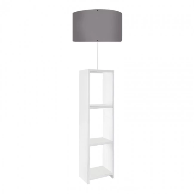 Φωτιστικό δαπέδου Launo Megapap υφασμάτινο Pvc/MDF χρώμα λευκό - γκρι 38x38x150εκ.