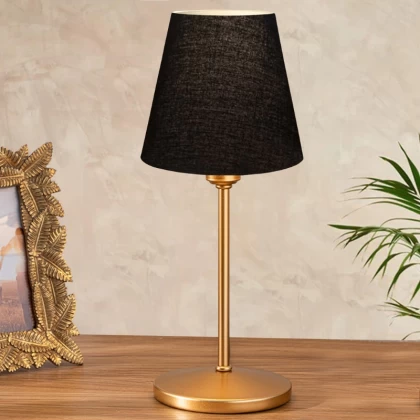 Φωτιστικό επιτραπέζιο Santo Megapap E27 ύφασμα Pvc χρώμα μαύρο - χρυσό Ø13x37εκ. Φωτιστικό επιτραπέζιο Santo Megapap E27 ύφασμα Pvc χρώμα μαύρο - χρυσό Ø13x37εκ.