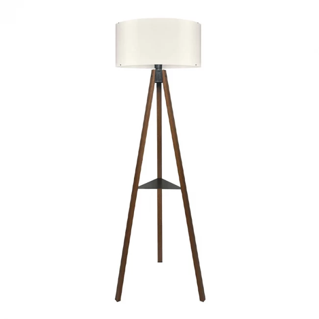 Φωτιστικό δαπέδου Thomas Megapap E27 Mdf/ύφασμα Pvc χρώμα καρυδί - κρεμ 38x38x135εκ.