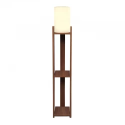 Φωτιστικό δαπέδου Verma I Megapap E27 Mdf/ύφασμα Pvc χρώμα καρυδί - κρεμ 18,5x18,5x142εκ.