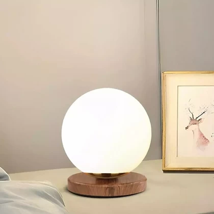Φωτιστικό επιτραπέζιο Onda Megapap E27 ξύλινο -  γυάλινο χρώμα φυσικό - λευκό Ø15x22εκ. Φωτιστικό επιτραπέζιο Onda Megapap E27 ξύλινο -  γυάλινο χρώμα φυσικό - λευκό Ø15x22εκ.