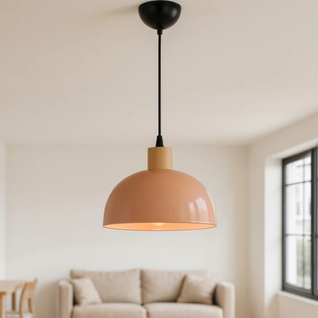 Φωτιστικό οροφής Talis Megapap E27 μεταλλικό μονόφωτο χρώμα salmon Ø25x100εκ.