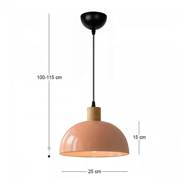 Φωτιστικό οροφής Talis Megapap E27 μεταλλικό μονόφωτο χρώμα salmon Ø25x100εκ.