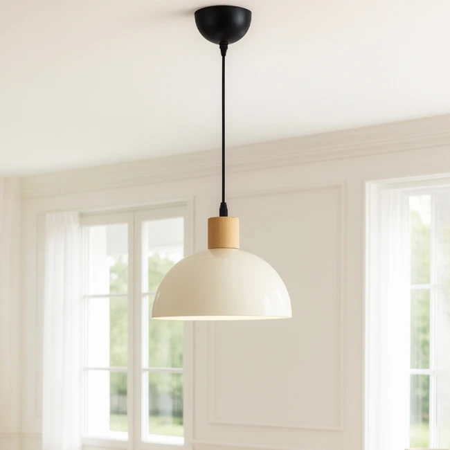 Φωτιστικό οροφής Talis Megapap E27 μεταλλικό μονόφωτο χρώμα κρεμ Ø25x100εκ.