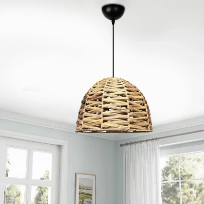 Φωτιστικό οροφής Kimi Megapap E27 wicker μονόφωτο χρώμα φυσικό Ø30x80εκ.