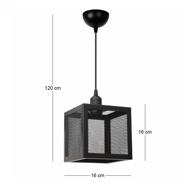 Φωτιστικό οροφής Kivo Megapap E27 μεταλλικό μονόφωτο χρώμα μαύρο 16x16x120εκ.