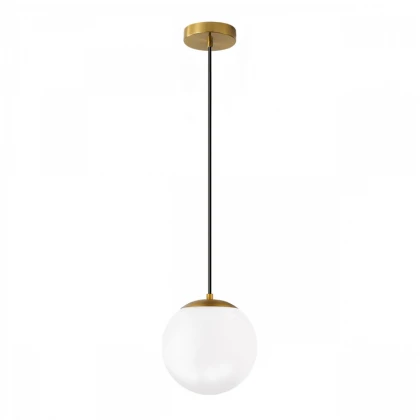 Φωτιστικό οροφής Lumi Megapap E27 γυάλινο μονόφωτο χρώμα χρυσό - λευκό Ø15x120εκ.