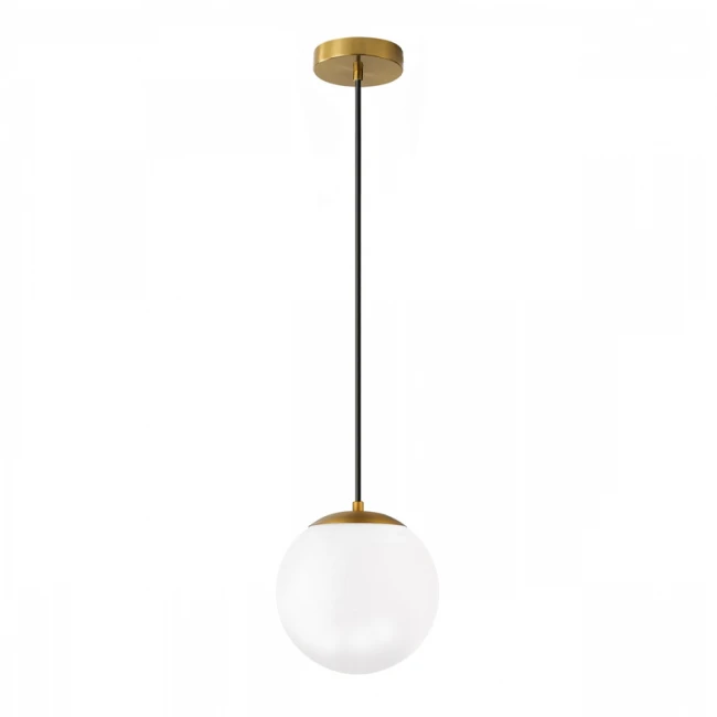 Φωτιστικό οροφής Lumi Megapap E27 γυάλινο μονόφωτο χρώμα χρυσό - λευκό Ø15x120εκ.