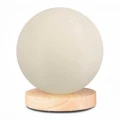 Φωτιστικό επιτραπέζιο Lumo Megapap E14 ξύλινο - Pvc χρώμα φυσικό - κρεμ Ø12x17εκ.