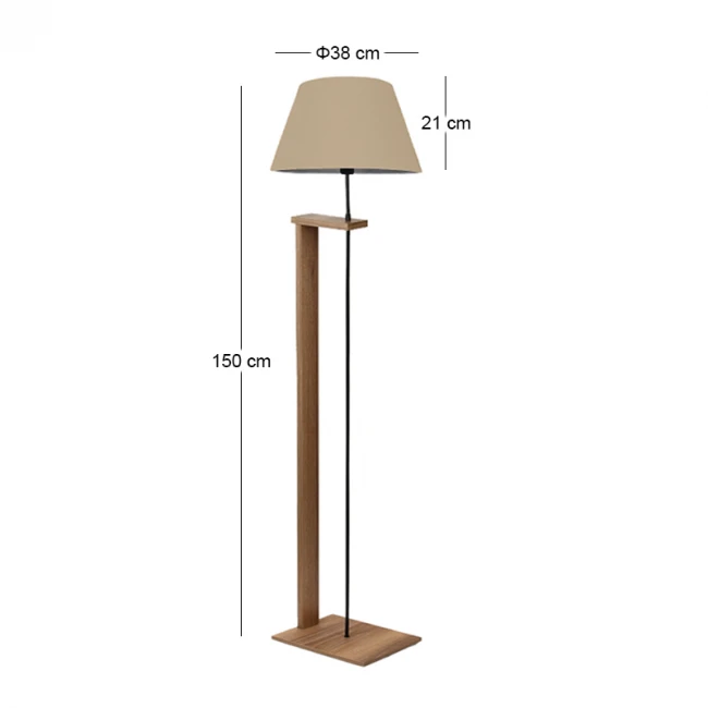 Φωτιστικό δαπέδου Moris Megapap MDF - ύφασμα PVC χρώμα καρυδί - μπεζ Φ38x150εκ.