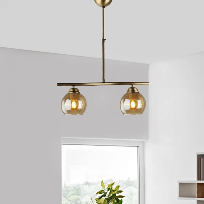 Φωτιστικό οροφής Larissa Megapap E27 μεταλλικό δίφωτο χρώμα μπρονζέ 45x13x60εκ.