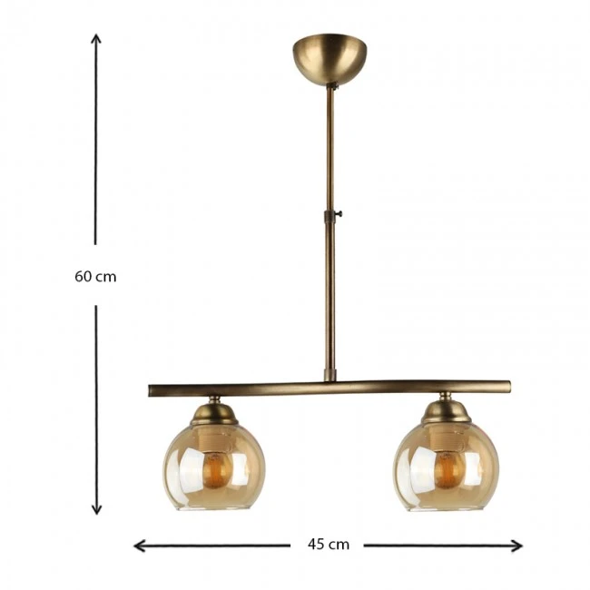 Φωτιστικό οροφής Larissa Megapap E27 μεταλλικό δίφωτο χρώμα μπρονζέ 45x13x60εκ.